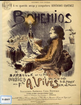 Portada de la zarzuela Bohemios