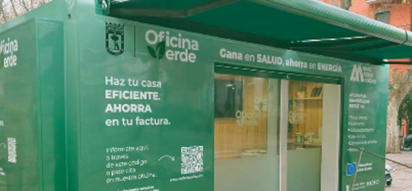 Fotografía de la caseta de la oficina verde móvil